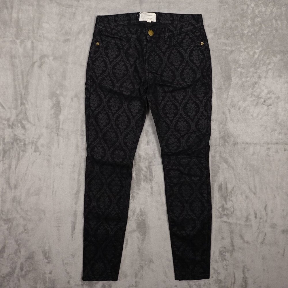 Current & Elliott jeans The Ankle Skinny women's 26 black brocade low rise
